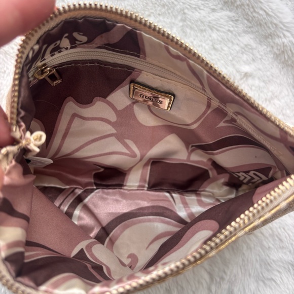 GUESS Gold Monogram Mini Shoulder Bag Y2K Metallic Pochette Chain Strap - Picture 3 of 7